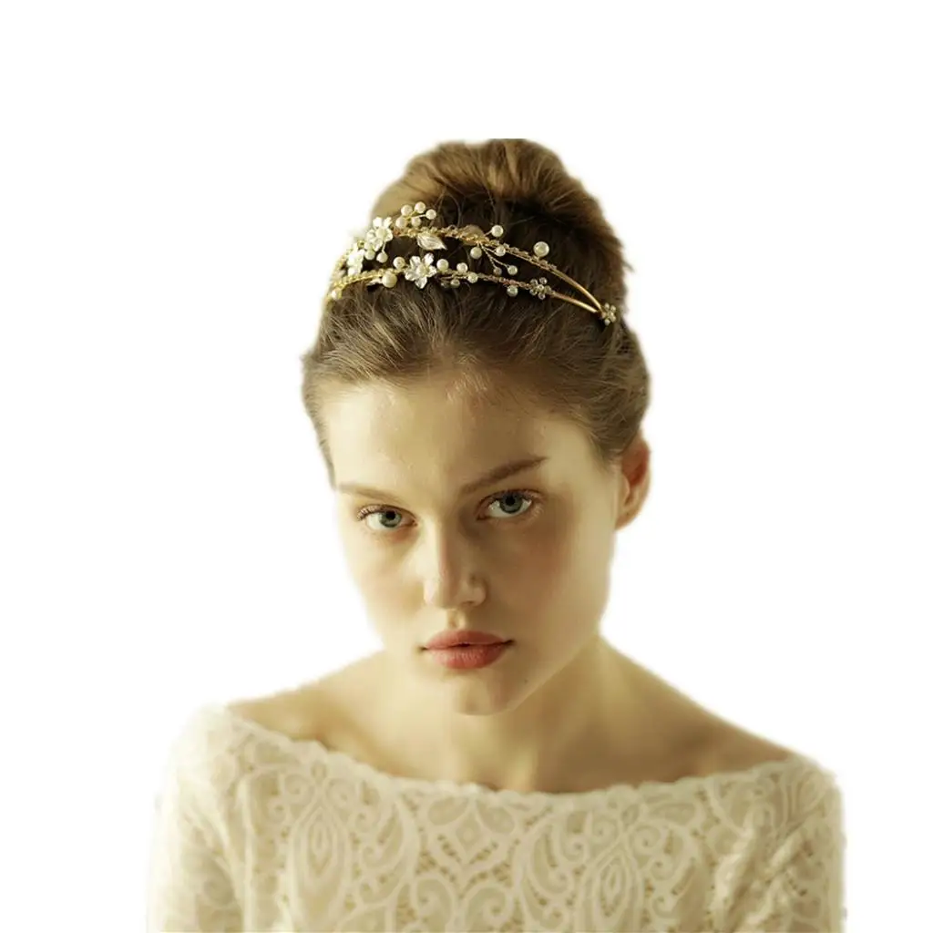 Fashion Crystal Diamante Maple Leaf Tiara Double Row Headband Hairband Wedding Crown