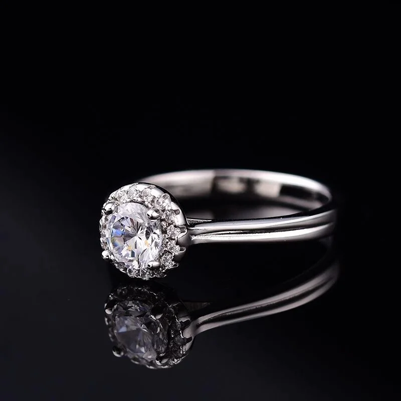 Круглое серебряное кольцо из серебра S925 пробы, 0.50ct D VVS, роскошные кольца из стерлингового серебра 925 пробы для женщин