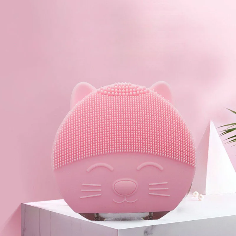

Cartoon Cleansing Instrument Pore Face Washing Brush Electric Touch Ultrasonic Cleansing Face Silicone Cleansing Brush