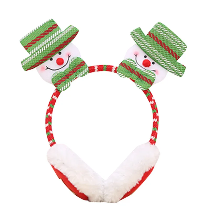 Рождественские меховые наушники для женщин и мужчин, унисекс, Детские Зимние теплые милые наушники с ушками Санта Клауса, повязка на голову, лучшие подарки на Рождество#40 - Цвет: A