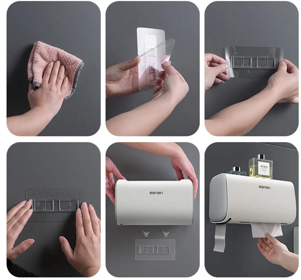 Держатель для туалетной бумаги настенный водонепроницаемый ящик для хранения салфеток совместимый с рулоном бумаги кухонная бумага для ванной комнаты