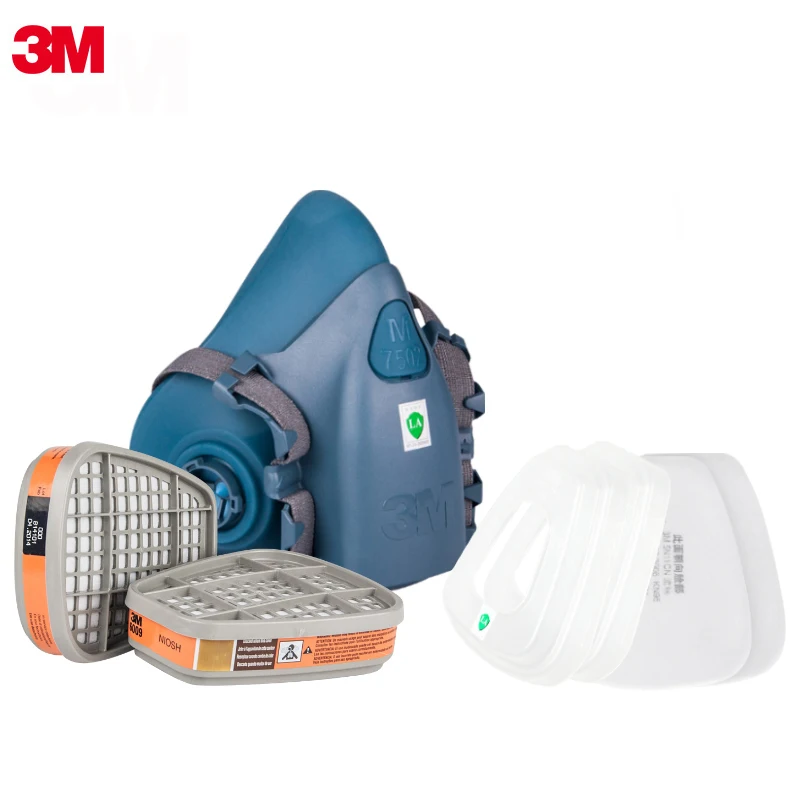 

7 In 1 Suit 3M 7502 Gas Mask Dust Haze PM2.5 Mask With 6009 Mercury Vapor Chlorine Gas Mask