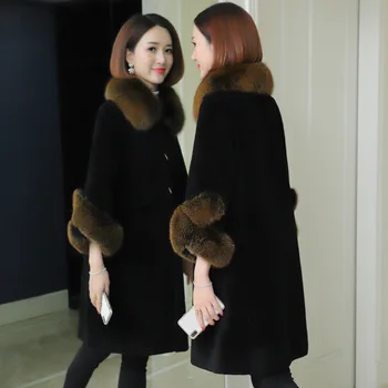 

Sheep shearing coat women fight fox fur 2019 new winter long composite one Haining