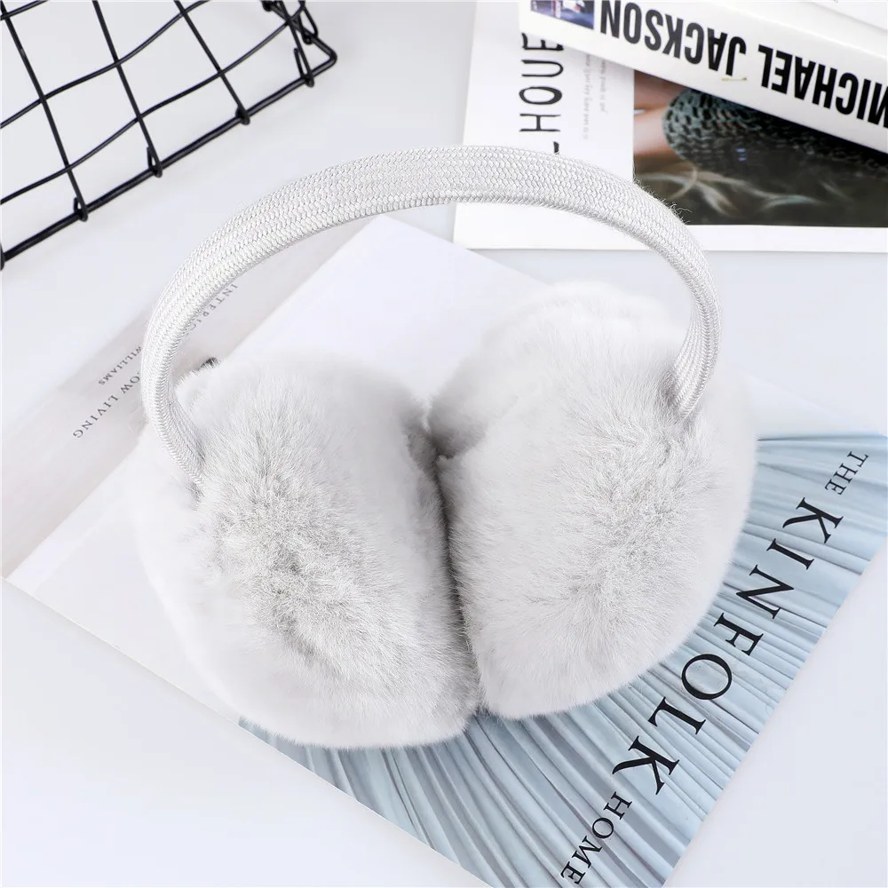 Warm Earmuffs Fur Earmuffs Unisex Women Winter Rex Rabbit Fur Double Sided