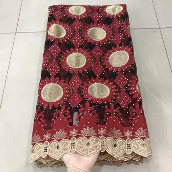 

WINE 2019 Latest French Nigerian Stones net lace,African tulle mesh lace fabric high quality for party wedding dress 5yards/lot