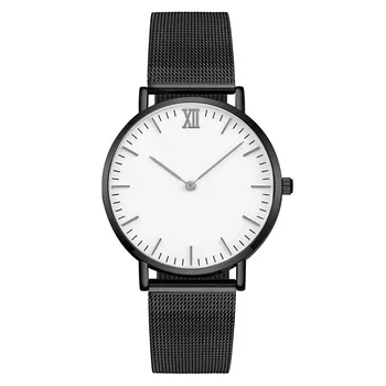 

Classic NO LOGO Men's Watch dial Mesh Stainless Steel Band Minimalist Black Watch Clock Cheap Watches Quartz Movement Geneva