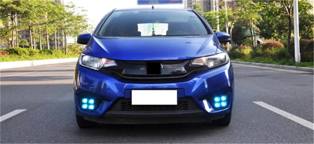 CSCSNL 1 Set LED Car DRL Daytime Running Lights With Turn Yellow Signal 12V ABS Fog Light For Honda JAZZ Fit