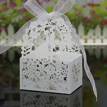 

20pcs Romantic Laser Cut Wedding Candy Box Bride Groom Carved Pattern Wedding Box Gift Box Pearl Paper Hollow Out Wedding Favor