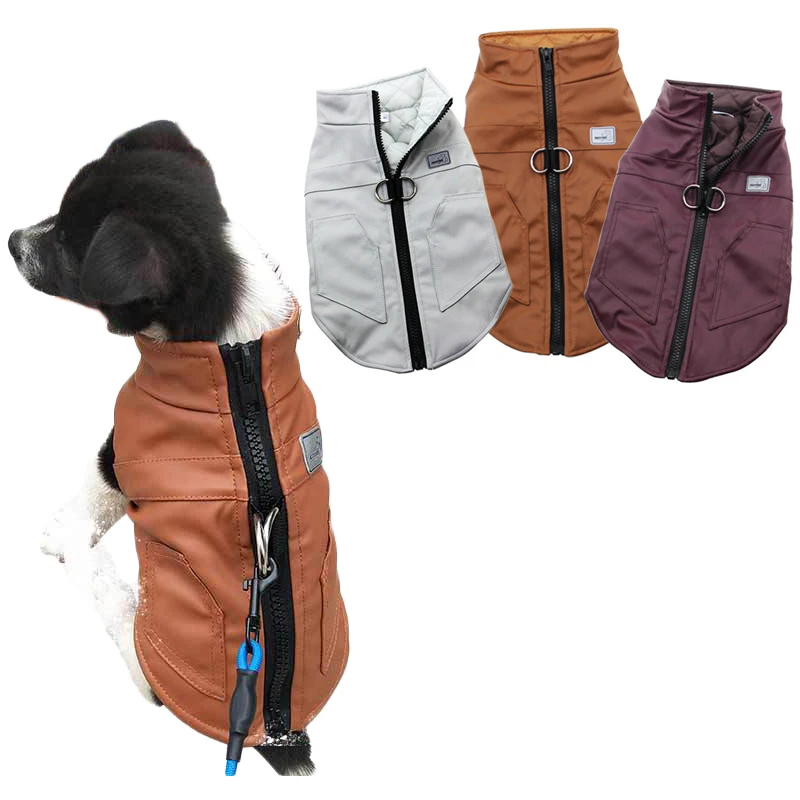 Winter Warm Dog Clothes Waterproof Warm Clothes Pet Padded Vest Zipper Jacket Coat For Small Medium Large Dogs Pug Chihuahua