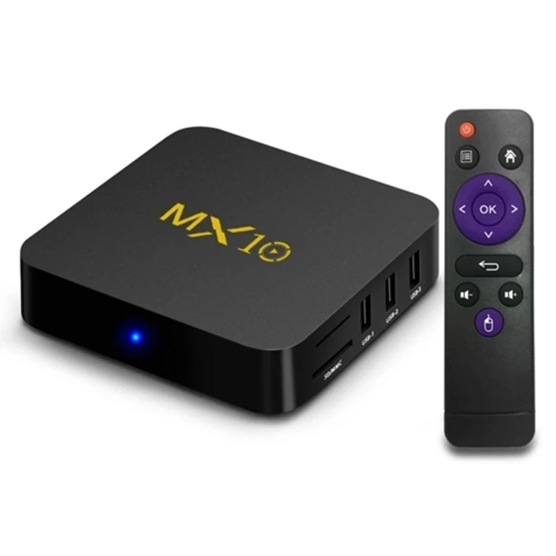 Mx10 Android 8.1 Tv Box 4Gb / 32Gb 4K Supported Rk3328 / Vp9 / H.265 / Hdr10 / Usb3.0 / Dlna / Miracast / Wifi / Lan(Eu Plug)