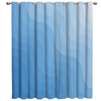 

Gradient Blue Wave Window Treatments Curtains Valance Room Curtains Large Window Window Curtains Dark Curtain Lights Bathroom