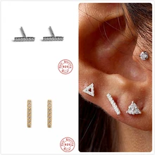 925 пробы, серебряные серьги для женщин, золотистые серьги с цирконами, хрящи для девушек, костяные серьги для ушей, женские, для вечеринки, минимализм, aretes R5