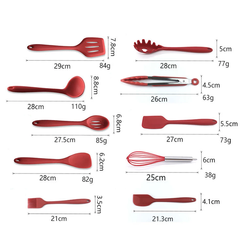 10 антипригарное pcs Еда-класс Кухонные принадлежности Набор инструментов ложка термостойкие домашняя кухонная утварь хлебобулочные кулинарный силикон носимых нетоксичные