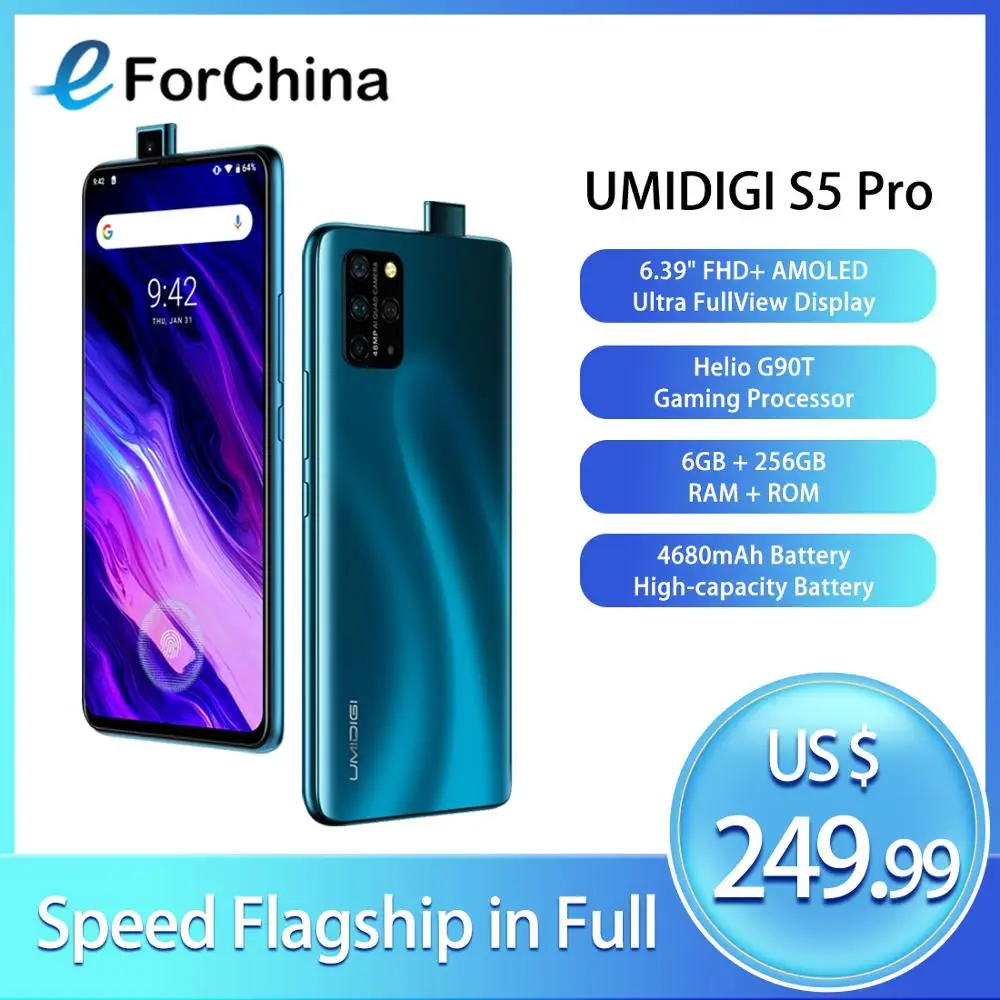 Игровой процессор UMIDIGI S5 Pro Helio G90T 6 ГБ 256 Гб Смартфон FHD + AMOLED встроенный отпечаток