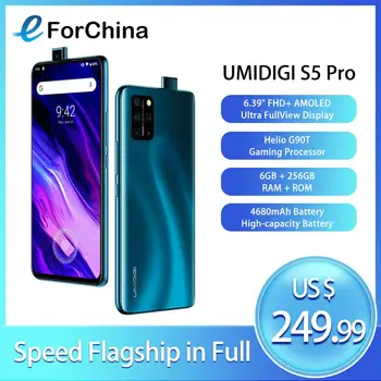 Перейти на Алиэкспресс и купить Смартфон UMIDIGI S5 Pro Helio G90T, 6 ГБ + 256 ГБ, AMOLED экран FHD +, сканер отпечатка пальца, всплывающая селфи-камера, 48 МП, NFC