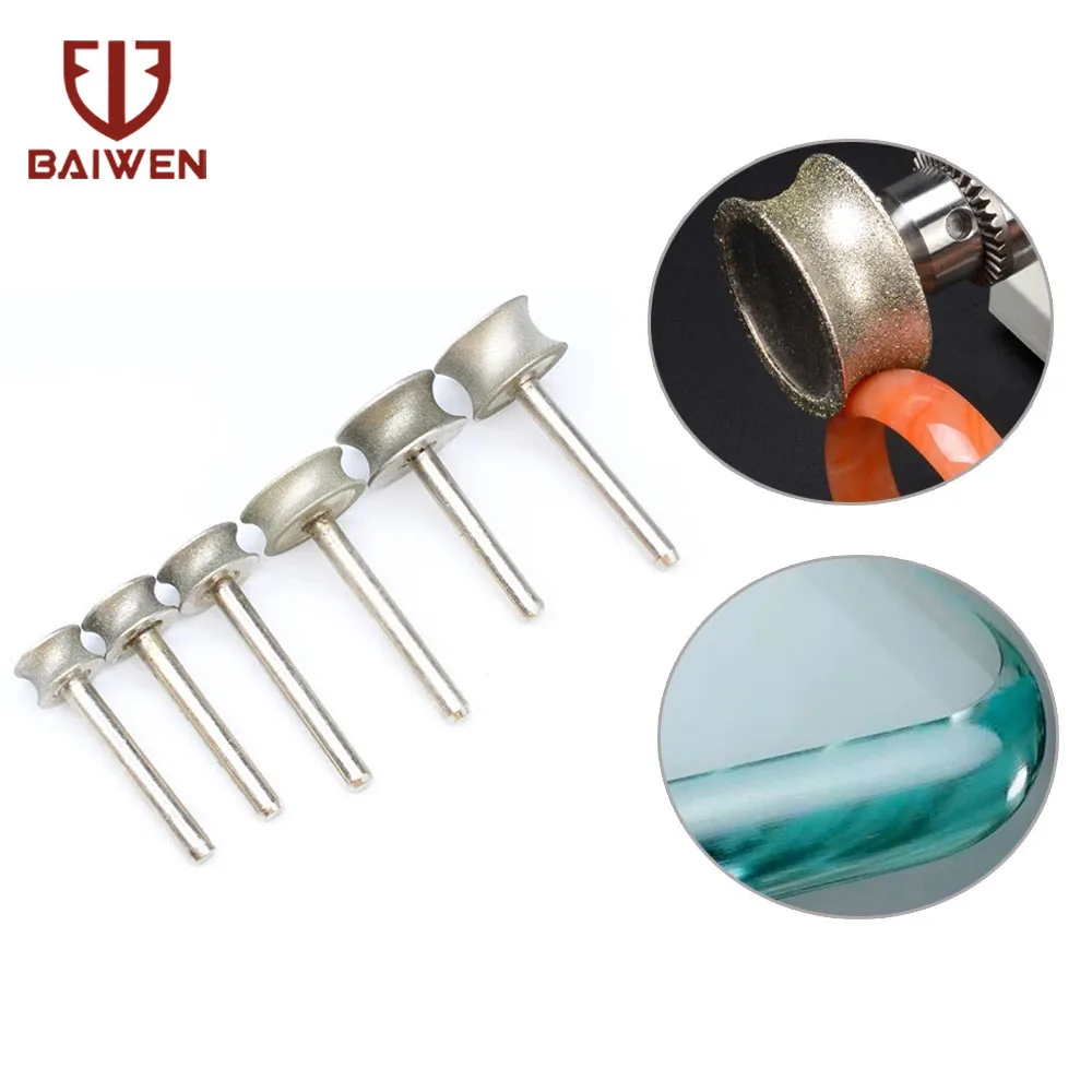 2mm-12mm Concave Diamond Grinding Wheel Glass Burr Drill Bits Abrasive for Bracelet Ring Jade Carving Polishing Wheels