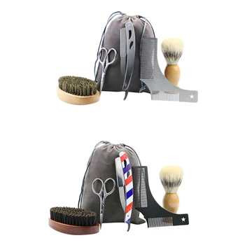 

6Pcs/Set Beard Grooming Kit Manual Razor Men Mustache Scissors Shaping Care Tool