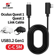 16ft 5m oculus fone de ouvido vr cabo pc vr para busca 2 e quest link realidade virtual tipo-c usb3.2 gen1 transferência de dados carga rápida