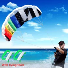 

1.4m Rainbow Dual Line Kitesurfing Stunt Parachute Soft Parafoil Surfing Kite Sport Kite Large Outdoor Beach Flying Kite