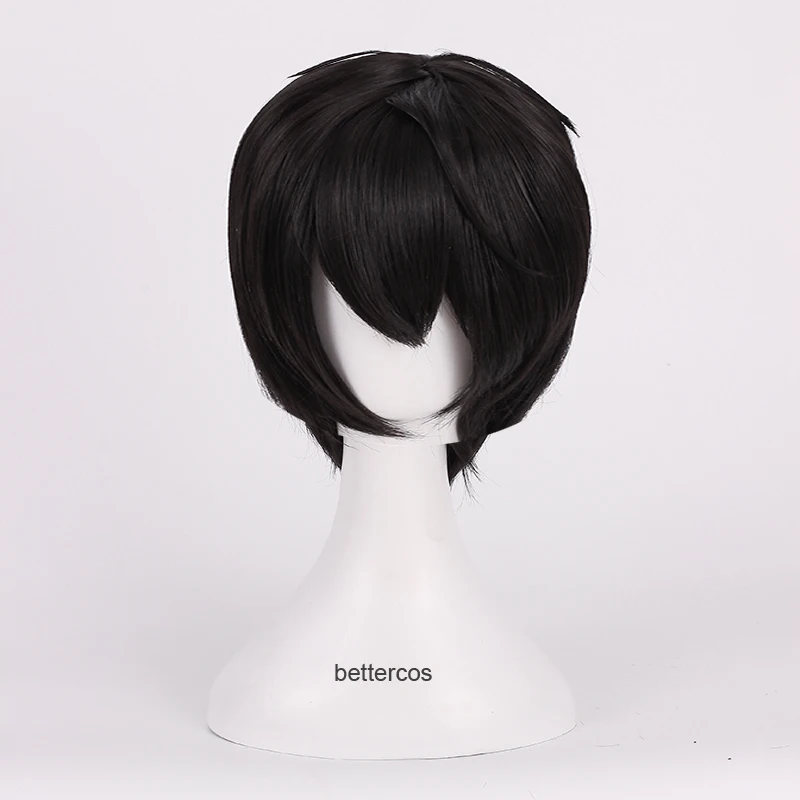 Парик для косплея рису сакума из ансамбль звезд короткие черные термостойкие