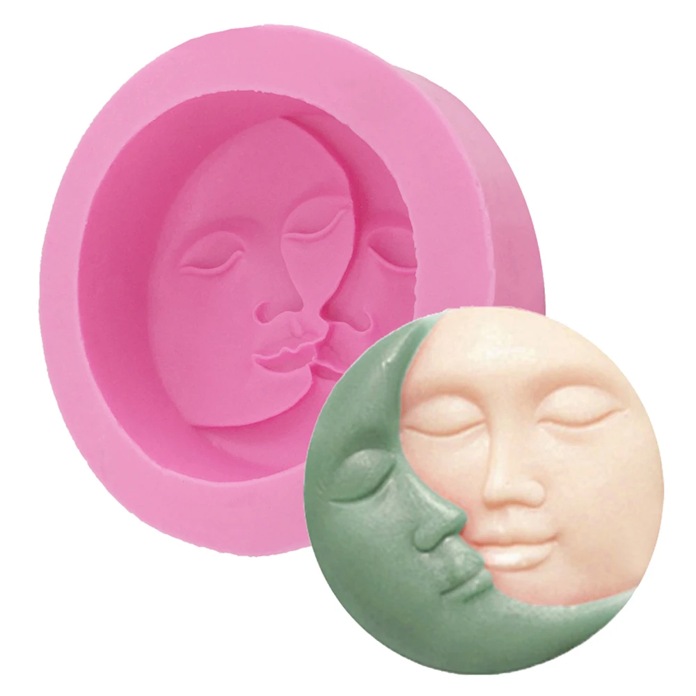 

Sun and Moon Face Silicone Mold Craft DIY Fondant Chocolate Soap Mold Handmade Polymer Clay, Wax, Crayon, Cake Decoration Tools