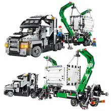 1202 шт. Контейнер грузовой автотранспорт автомобильные строительные блоки совместимый технический Автомобиль DIY кирпичи развивающие игрушки для детей