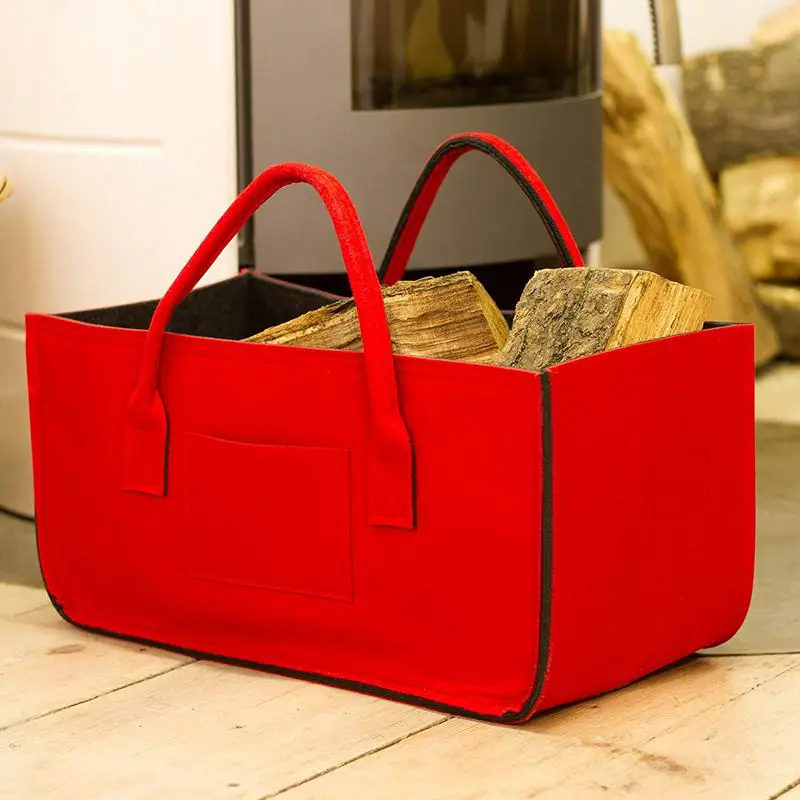 Felt Purse, Felt Storage Bag Large Capacity Casual Shopping Bag- Red