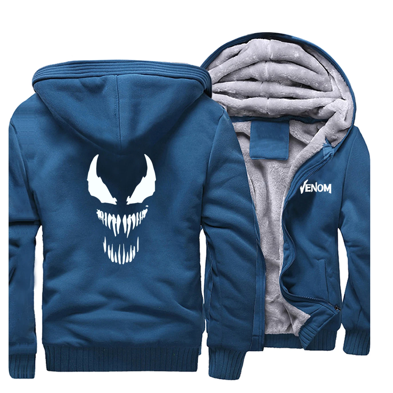 Venom Marvel, супер герой, зима,, толстовки, мужские, реглан, на молнии, высокое качество, модная уличная одежда, теплая толстовка