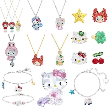 

2019 Original High Quality SWA Cute KITTY Cat Series DIY Shiny Crystal Necklace Pendant for Girls Jewelry Gift Free Shipping