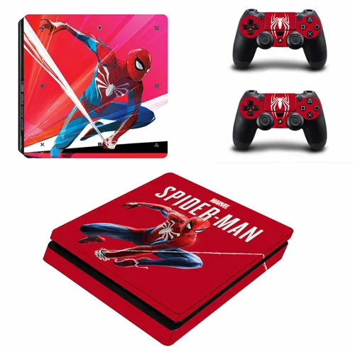 YSP4S-3724 Marvel Человек-паук PS4 тонкая кожа Наклейка Винил для консоли playstation 4 и 2 контроллеров PS4 тонкая кожа Наклейка s Наклейка Человек-паук - Цвет: YSP4S-3724