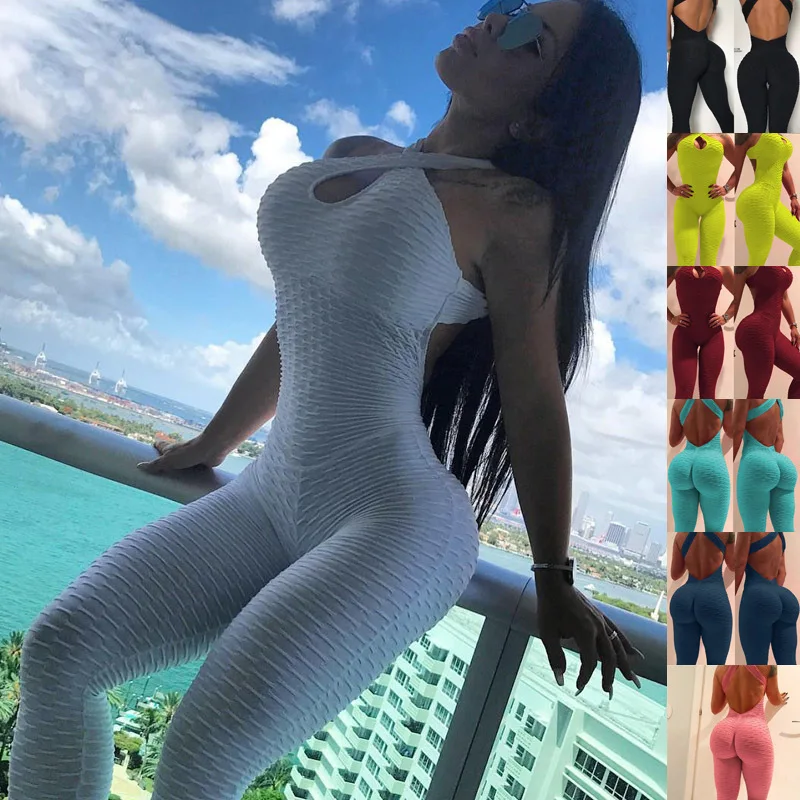 

2019 Solid Color Sexy Motion Bodybuilding Pants And Buttocks bodysuit rompers womens jumpsuit