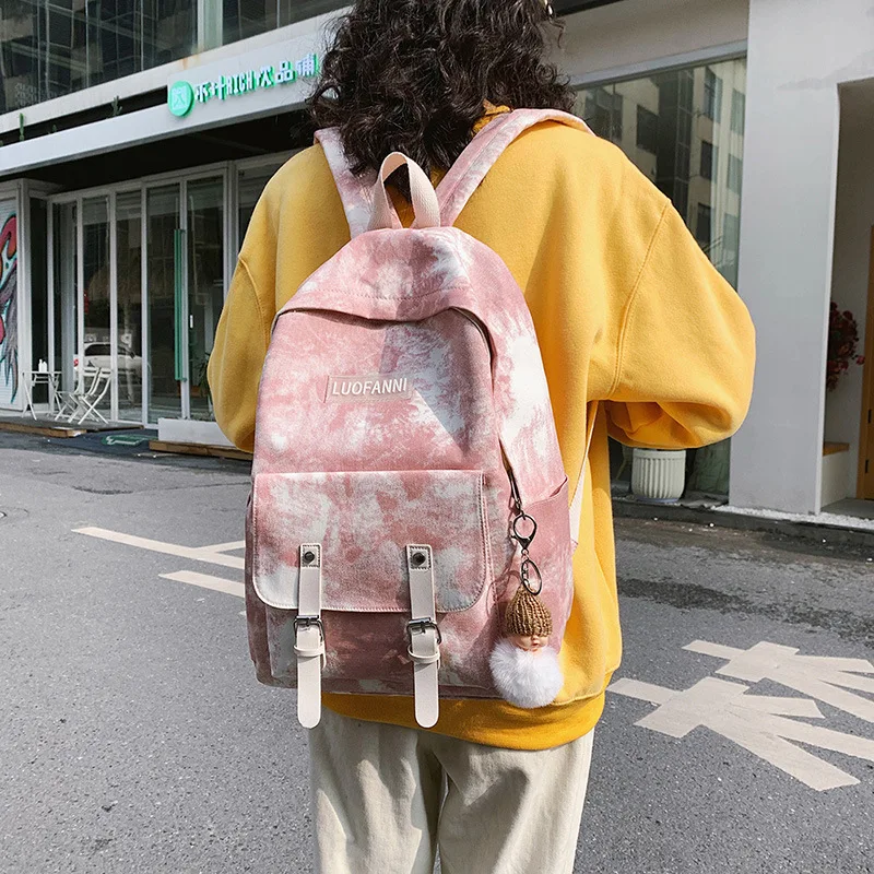 

Schoolbag female 2020 new high school student fashion backpack gradient color small fresh rendering backpack trend Cotton Fabric