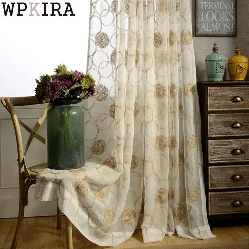 

Circle Curtain Sheer Tulle for Living Room Geometric Voile Curtain Modern Kitchen Drapes Custom Treatment Fabrics S054&30