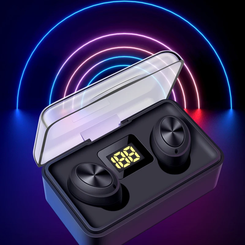 

TWS Bluetooth V5.0 Earphone Wireless Ear phones HD Stereo Headhet Sports Waterproof Headsets With Dual Mic