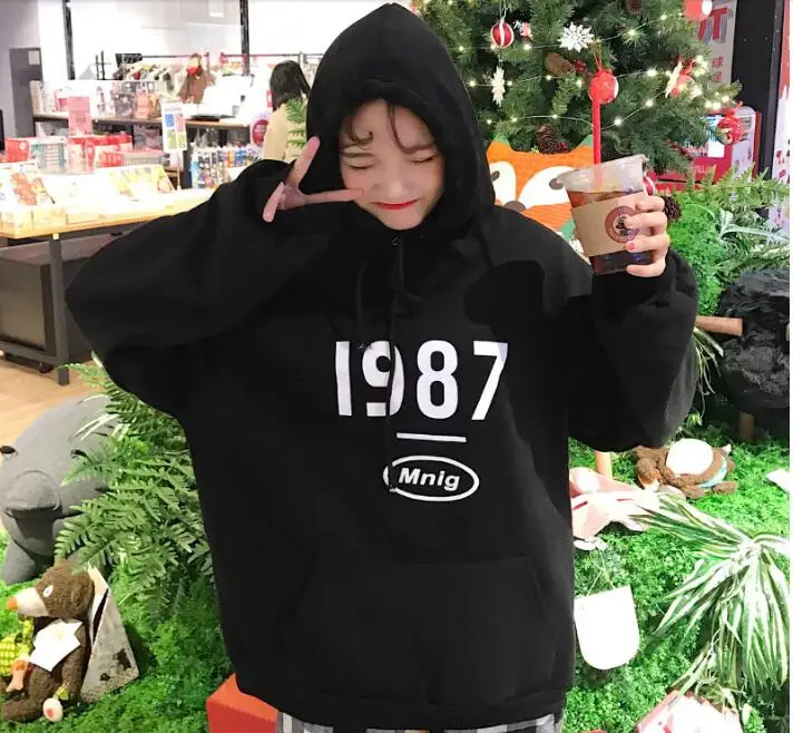 Sudaderas mujer осенние модные толстовки с капюшоном для женщин Корейский Ulzzang Harajuku флисовая свободная толстовка с капюшоном