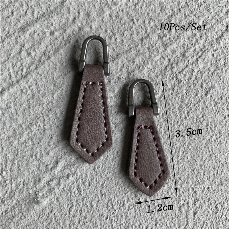10 Teile/satz PU Leder Zipper Sliders Pull Kopf Rucksack Bekleidung Zubehör für Pull Strap Anhänger Schnur Zipper DIY Bekleidung Nähen – Detail 7