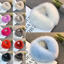 Women Faux Fox Fur Collar Shawl Furry Fur Collar For Winter Coat Hood Fur Decor Fake Fur Scarf Parkas Coat Fur Collar Scarves