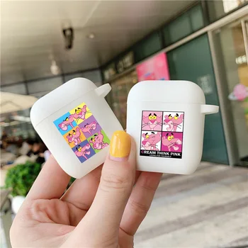 

Cute Funny Cartoon Pink Panther Soft Off White Cover For Apple airpods 2 Case Wireless Earphone Accessories Airpod Cases Japan
