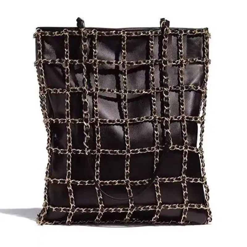

2020 New Women Chain Shoulder Bag Black Leather Plaid Handbags Large Capacity Famous Brand Designer Shopping Bags Fashion Sling