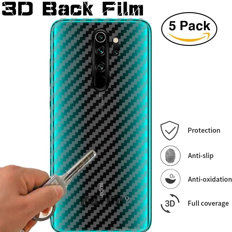 3D Carbon Fiber Protective Back Film For Redmi Note 9 Pro Max 8 Screen Protector Sticker Xiaomi 9Pro 8Pro | Мобильные телефоны и
