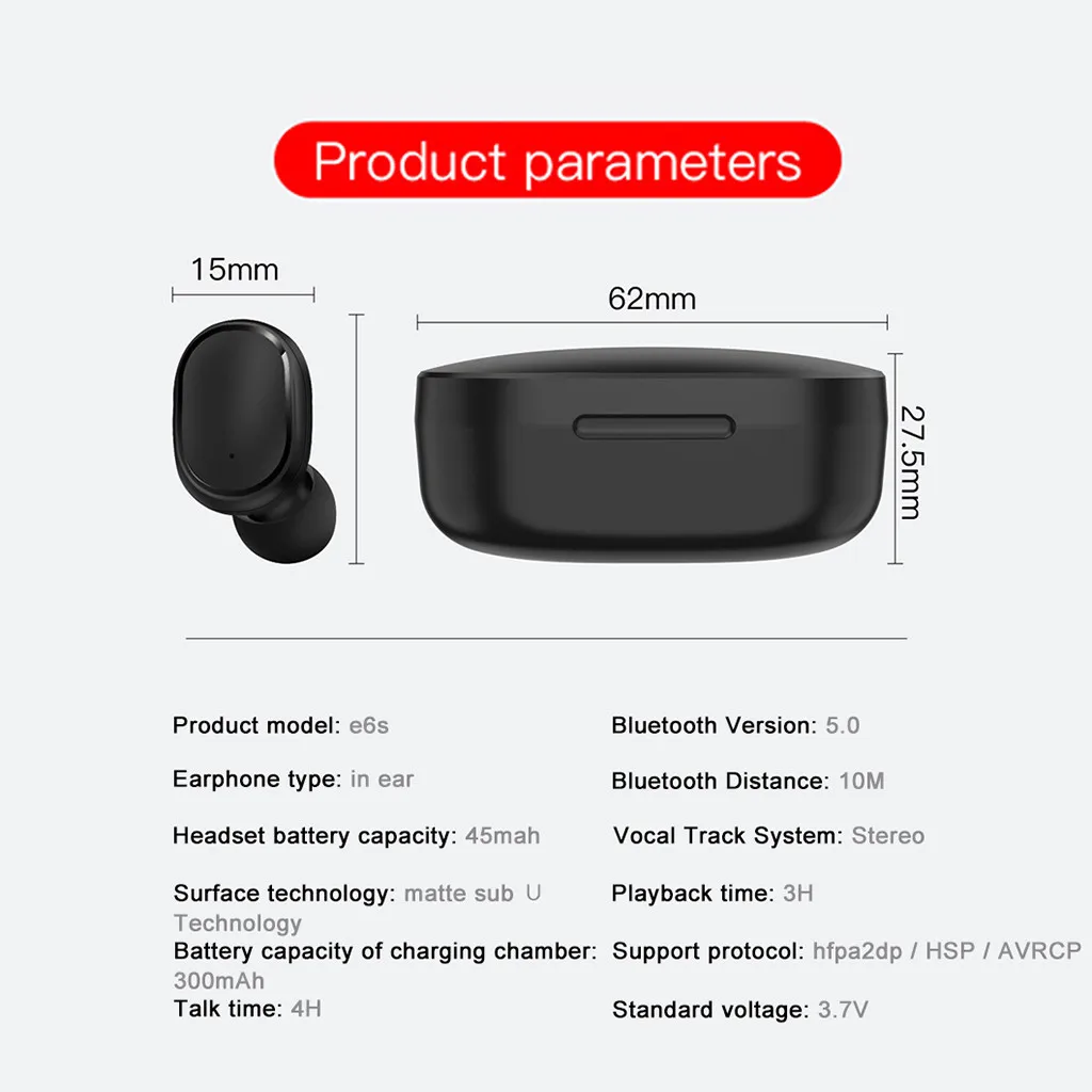VOBERRY, новинка, высокое качество, E6S, беспроводные наушники, мини TWS, водонепроницаемые наушники, Bluetooth 5,0, наушники, бас, наушники-вкладыши