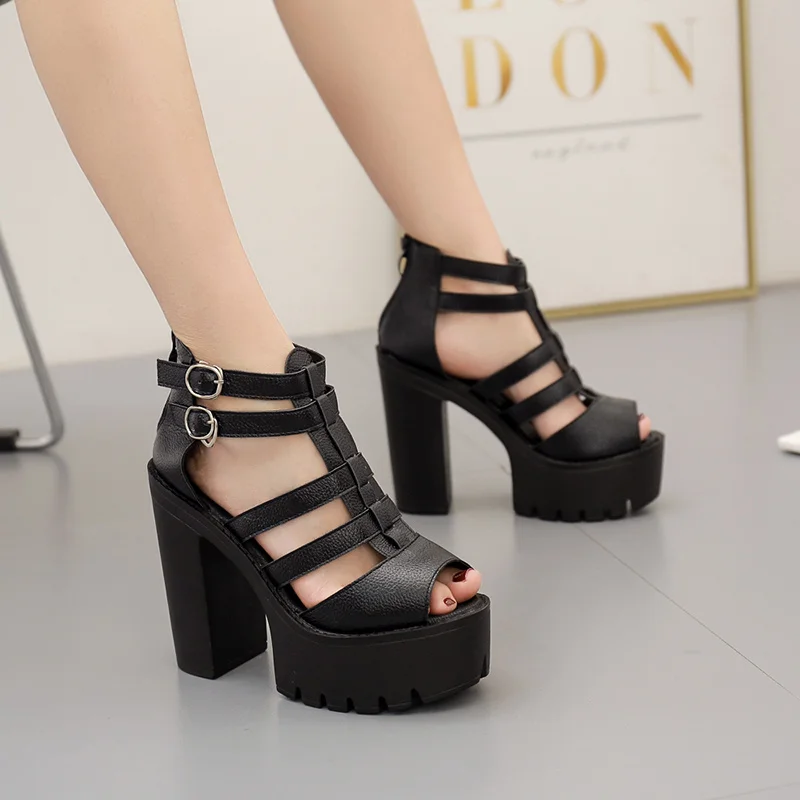 2022 Summer Plus Size Womengladiator Sandals Chunky Platform High Heels ...