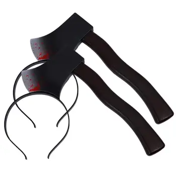 

2pcs Halloween Hair Hoop Scary Headband Trick Props Bleeding Cutter Hair Band