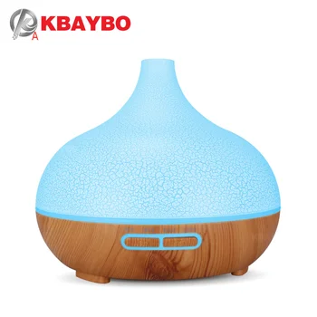 

KBAYBO 400ml Air humidifier with creative crackle light wood Oil diffuser Ultrasonic diffusers 7 changeable LED colors for home