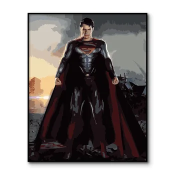 

Superman Oil Painting by Numbers for Adults Decorative Painting with Frame DC Movies Coloring By Numbers On Canvas Home Decor