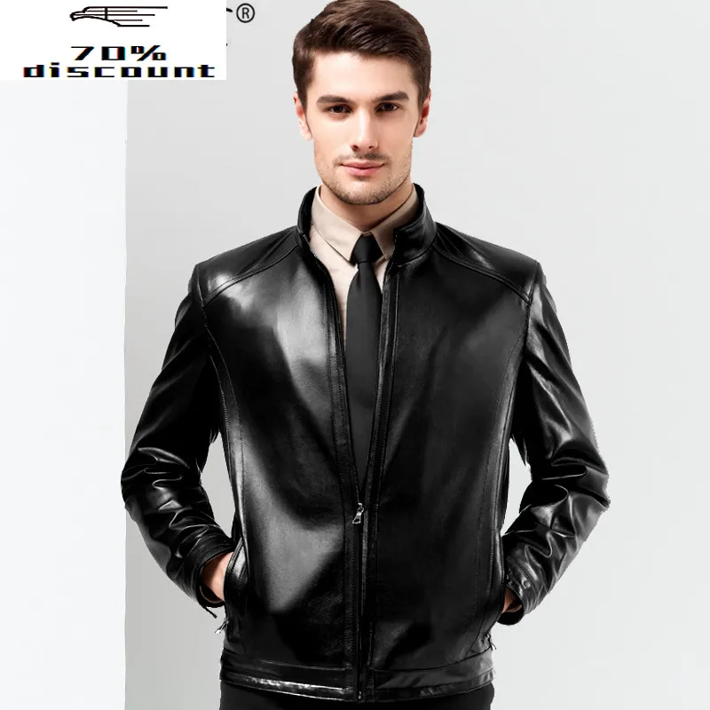 

AYUSNUE Genuine Leather Jacket Men Motorcycle Sheepskin Coat Spring Autumn Plus Size Leather Jackets 2020 24BAQ00024000 KJ2252
