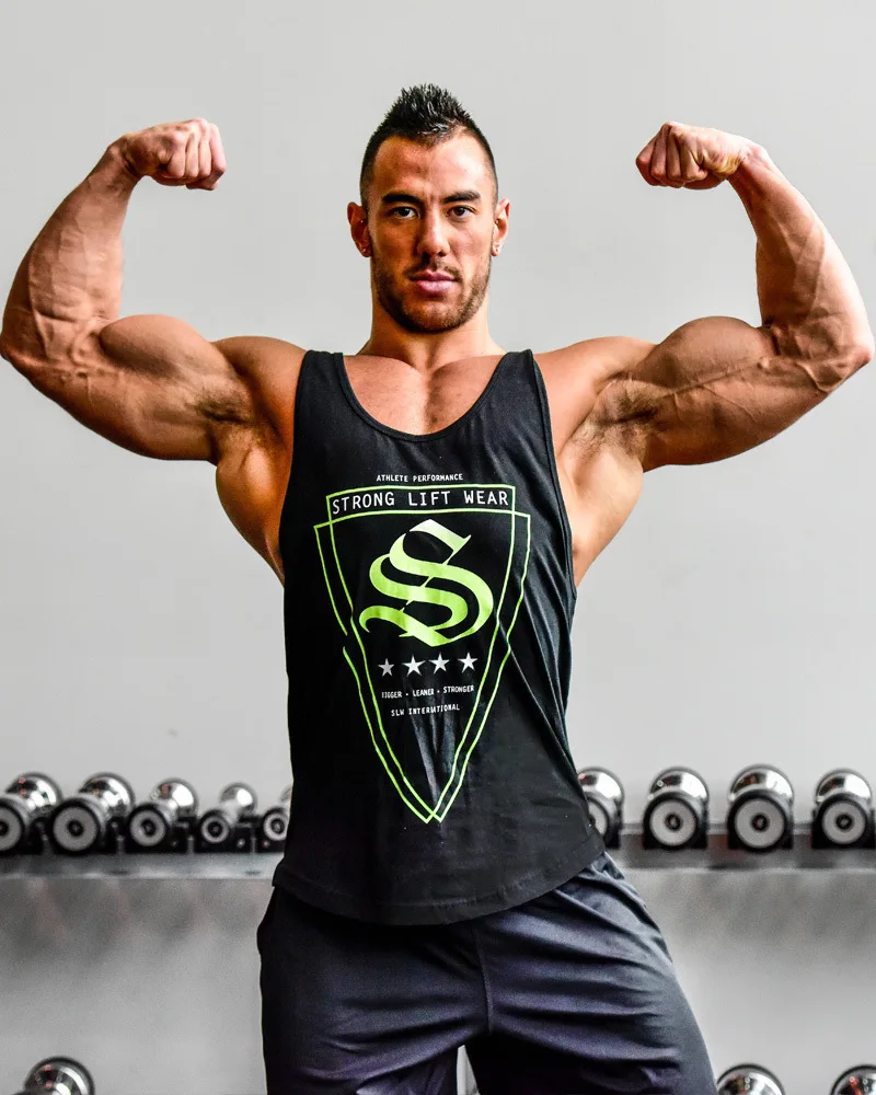 Мужской жилет в форме буквы I для бега и фитнеса, стиль, чистый хлопок, быстросохнущая рубашка без рукавов