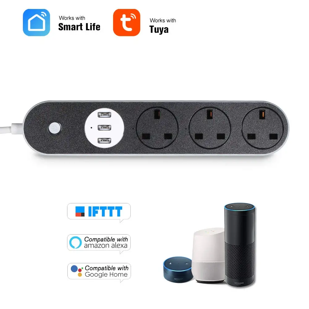 Умный удлинитель с Wi Fi 3 розетки переменного тока Великобритания розетка USB