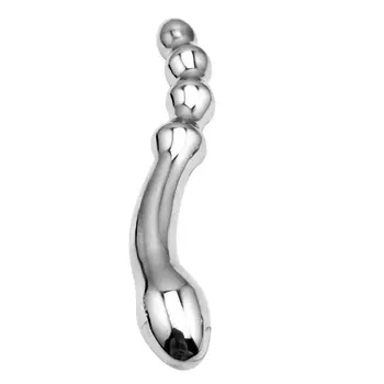 stainless steel double large metal fake dildo G Spot anal beads plug P-spot prostate massager stick vaginal sex toy for woman 4