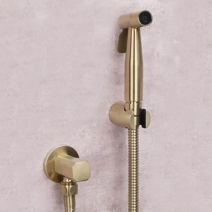 

Hand Held Toilet Bidet Sprayer Brushed Gold Stainless Steel Bidet Jet Douche Kit Shattaf Faucet Toilet Washer Cleaning BG909